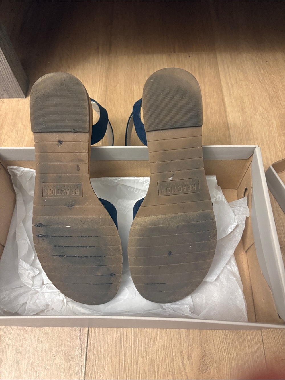Kenneth Cole Reaction| Jolly| Navy Suede Sandals - Picture 3 of 3